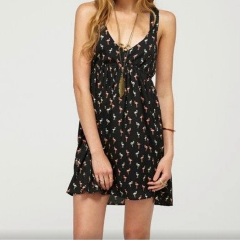 Roxy Black Flamingo‎ Sleeveless Sundress Size M